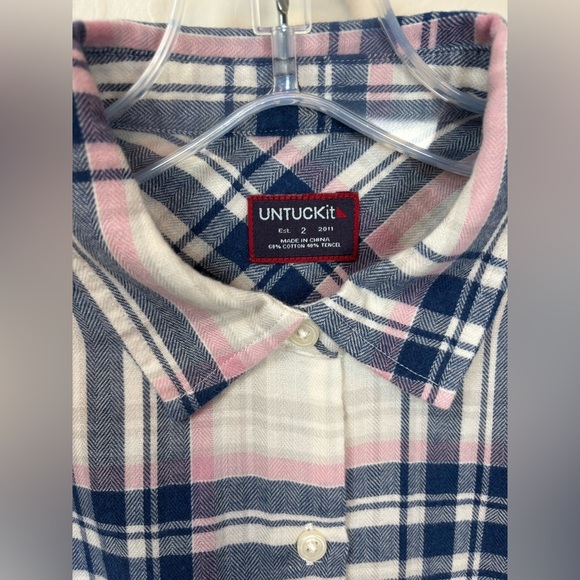 NEW Untuckit The De Toren White Blue Pink Check Plaid Button Long Sleeve‎ 0973/4 - Picture 3 of 6